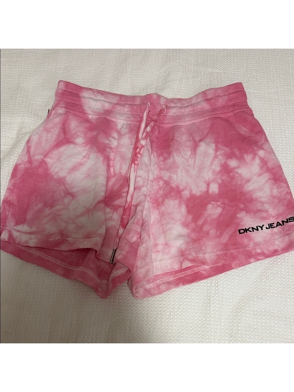 DKNY JEANS Pink and White Tie-Dye Sweat Shorts- Size S